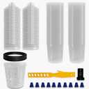 Disposable Paint Spray Gun System, 20 Ounce Kit with 50Cups and Lids System, 1 Hard Cup with Retainer Ring and 10 Plugs,Including 1 Spray Gun Adapter and 1 Paint stir Stick