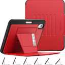 SEYMAC stock Case for iPad mini 7 (A17 Pro)/ Mini 6 8.3'', Strong Magnetic Auto Sleep Shockproof Case with Absorbing Multi-Angles Stand, Pen Holder, Card Slot, Red