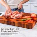 Large End Grain Wood Cutting Board - Thick Butcher Block Wood Chopping Board - 20 x 14 x 2 Inch - Double-Sided Acacia with Non-Slip Mat - Large Kitchen - Heavy Duty, 20"L x 14.2"W