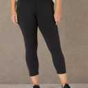 Jockey Women's Compression Fit Premium Capri Legging (Large, Deep Black)