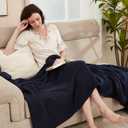 EMME Cotton Throw Blanket for Couch Soft Muslin Blankets 50"x60" Lightweight Breathable Blanket All Season Gauze, Navy