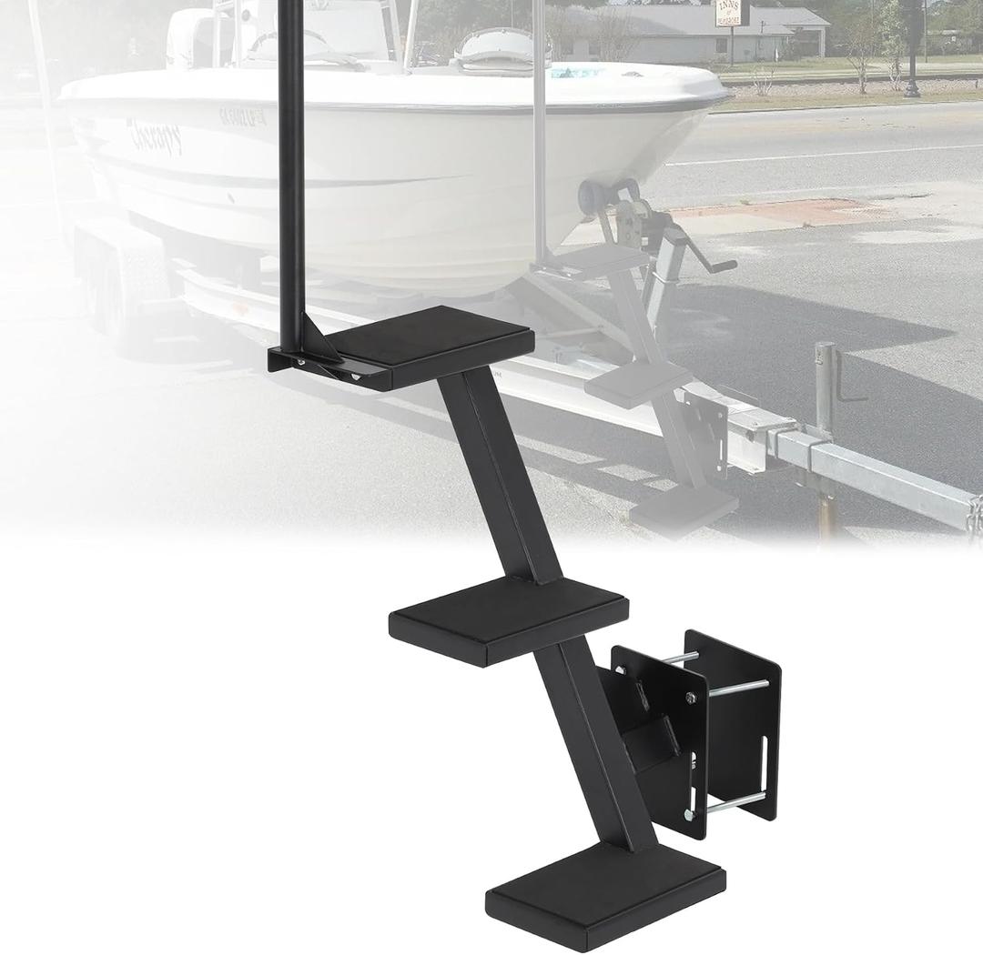 Eastrexon Boat Trailer Steps 3 Step with Anti-Slip Mat & Safety Handrail