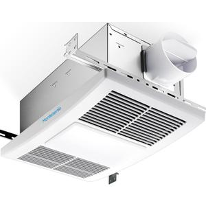 Bathroom Exhaust Fan with Heater, 1300W Heater & LED Light, 110 CFM Household Ventilation Fans, 1.5 Sone Quiet DC Bath Vent Fan for Home Bathroom Hotel, 4" Duct, Metal Housing Ceiling Mount