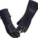 932 Leather Welding Gloves for Women Man, Heat Resistant Fire Long Sleeve Gloves for Tig Mig Stick BBQ Fireplace Animal Handling (Small 14inch)