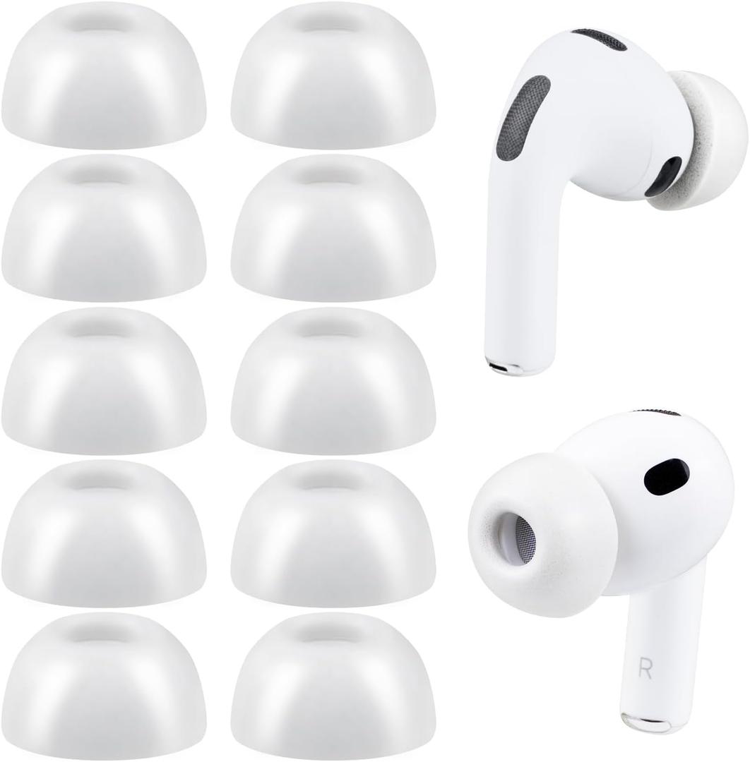 SOULWIT 5 Pairs Memory Foam Eartips for AirPods Pro 3 (3rd Generation 2025), Pro3 Replacement Earbud Ear Tips Accessories (Ash White/L)
