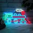 CoolGift Mart Steam Train Neon Sign, Dimmable LED Neon Wall Light USB Powered with Multiple Color Lights, for Bedroom Living Room Game Room Man Cave Home Birthday Gift for Kids Teen Boys Girls