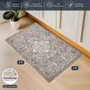 PURRUGS Vintage Farmhouse Boho Throw Rug 2x3 ft, Non-Slip Machine Washable Rug, Accent Oriental Area Rug for Entryway, Kitchen, Bedroom, Living Room and Dining Room, Taupe/Vanilla