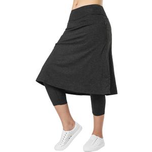 Women Athletic Knee Length Skirts with Leggings,Skorts Leggings&Skirted Capris Skorts for Women Yoga Pockets (Large, Black Charcoal)