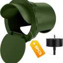 Chicken Feeder Port 8 Pack Poultry No Waste Port Kit with Stopper Lid, 1 Hole Saw, DIY Automatic Reusable Coop Feeders, Rain Proof Gravity Feeding Geese Duck Hens Rooster for Bucket Barrel Bin (Green)