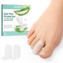 Welnove Gel Toe Cap and Protector - Silicone Toe Covers - Toe Cushions for Pain Relief, Missing or Ingrown Toenails, Corns, Calluses, Blisters - Infused Aloe Vera Extract (8 Medium, Clear)