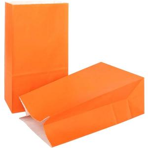 KEYYOOMY Small Orange Paper Bags Orange Party Goodie Bags Party Favor Bag Paper Lunch Bag (100 CT, 4.7x2.4x8.7 In)
