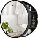 GRAINLLE 20'' Round Medicine Cabinet with Mirror, Bathroom Medicine Cabinet with Mirror with Storage Shelf, Circular Wall Mount Mirrored Cabinet (Black)