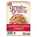 Great Grains Cranberry Almond Crunch Cereal, Cereal with Dried Cranberries and Almonds, Non-GMO Project Verified, 14 OZ Box, Bb Date: 07/31/2024