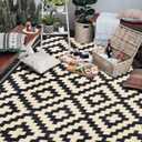 SAND MINE Reversible Mats, Plastic Straw Rug, Modern Area Rug, Large Floor Mat and Rug for Outdoors, RV, Patio, Backyard, Deck, Picnic, Beach, Trailer, Camping, Black & Beige, 6' x 9'