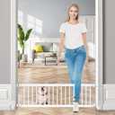 Dog Gate Indoor,18"-45" Adjustable Extra Wide Metal Short Dog Gate to Step Over, 10" Tall Small Pet Gate with 3 Extension Kits, Pressure Mounted for Doorways & Stairs
