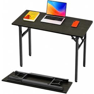 Folding Table Computer Desk - 43.3" No Assembly Folding Desk Design and Foldable Office Desk, Small Desk for Bedroom, Compact Storage Portable Use for Dorm and RV Small Space, Dark Oak