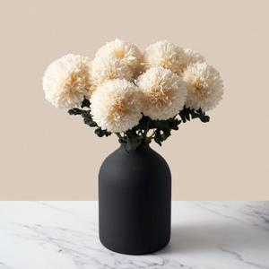 RyddeligHome Large Kiku Flower Beige 10 Stems, Silk Flowers Bulk Boho Bouquet, Large Artificial Flowers, Tall Flowers With Long Stems, Realistic faux flowers Neutral Home Decor, Flores Artificiales Para Decoracion