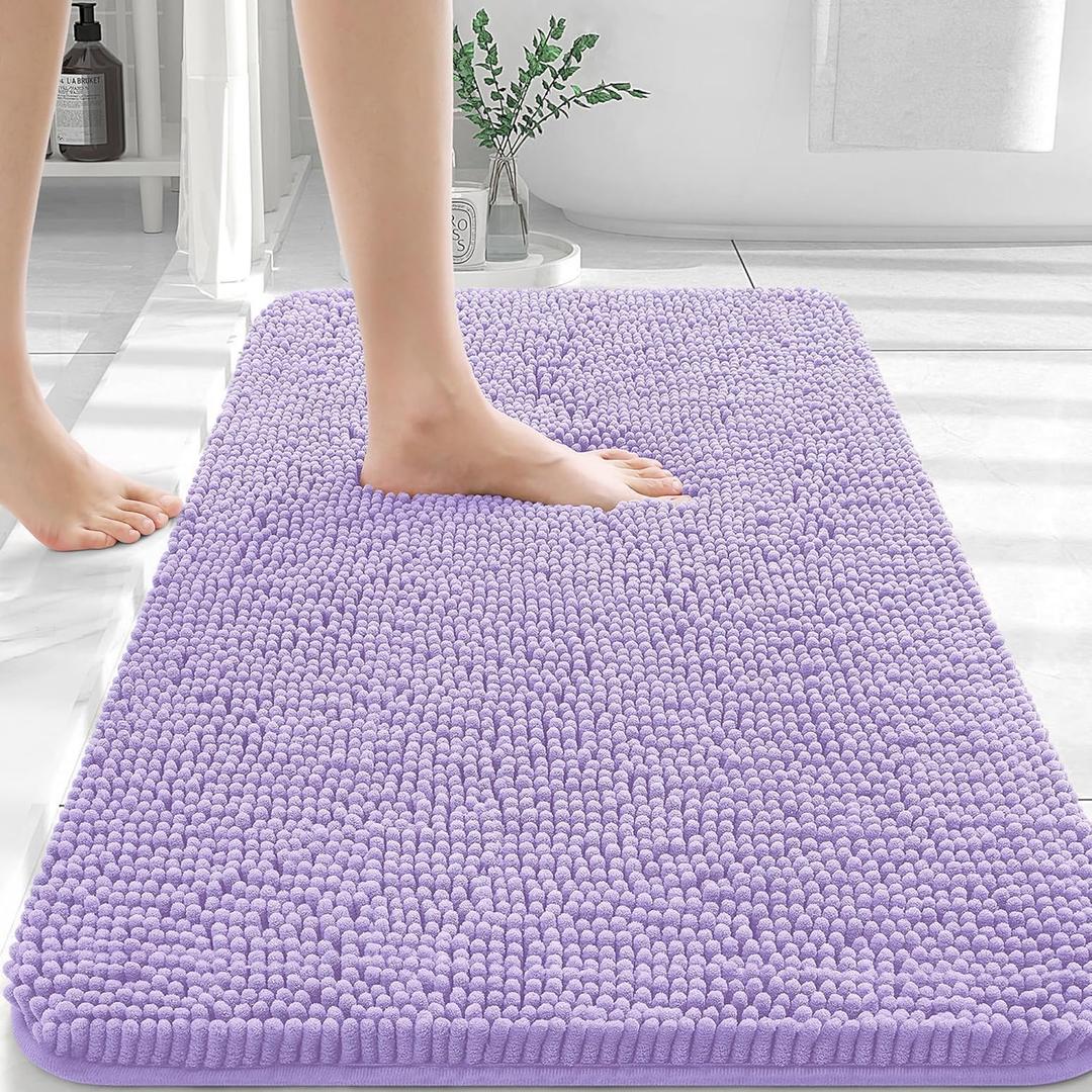 OLANLY Bathroom Rugs 30x20, Extra Soft Absorbent Chenille Bath Rugs, Rubber Backing Quick Dry, Machine Washable Bath Mats for Bathroom Floor, Tub and Shower, Home Decor Accessories, Lavender OLANLY Bathroom Rugs 30x20, Extra Soft Absorbent Chenille Bath Rugs, Rubber Backing Quick Dry, Machine Washable Bath Mats for Bathroom Floor, Tub and Shower, Home Decor Accessories, Lavender