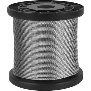 1/16 Wire Rope 304 Stainless Steel Cable, 250ft Aircraft Cable With 120Pcs Sleeves, 7x7 Strand Core 368lbs Strong Load-Bearing, Perfect for Outdoor Clotheslines or Crafts