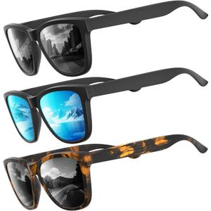 Polarized Sunglasses for Men's Women's - Fashion Men Sun Glasses Shades for Driving Fishing Lightweight UV Protection (A4 Black/Black/Ice Blue Mirrored)