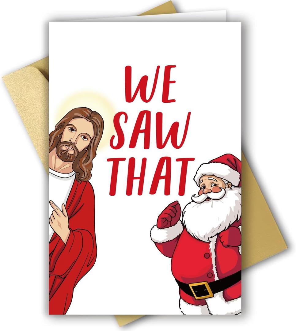 4 x Funny Christmas Card for Him Her, Sassy Christmas Card&Gift for Bestie BFF Best Friend Brother Sister Family Coworker, Happy Holidays Cards for Women Men (#8)