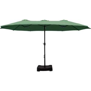 HERA'S PALACE 15ft Umbrella Patio Outdoor with Base Large Rectangle Table Double Market Umbrellas Clearance Included Stand for Deck Outside Pool Picnic Inground Yard Commercial, Mint