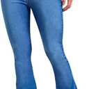 Women's Flare Stretch High Rise Jeans Skinny Bell Bottom Denim Pants (Blue, L)