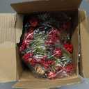 Zeyune 12 Pcs Small Christmas Wreaths for Kitchen Cabinets with Bow Ribbon Mini Cabinet Door Wreath Set Hanging Christmas Decor for Kitchen Window Outdoor Indoor, 14.96 x 7.87''(Simple Style)