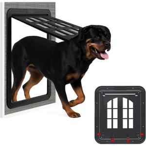 Large Pet Screen Door, 13 x 17 inches, Magnetic Self-Closing Dog Cat Door with 4-Way Entry, Black