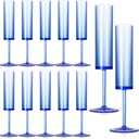 12 PCS Sapphire Blue Plastic Champagne Flutes 5.4 OZ Clear Acrylic Champagne Flutes Sparkling Wine Glasses Long Stem Crystal Champagne Glasses For Wedding Baby Shower Anniversary Party