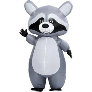 Soulchen Inflatable Raccoon Costume for Adult Halloween Full Body Blow up Raccoon Costumes for Men Women Funny Animals Themed Cosplay Party
