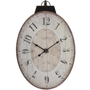 A&B Home Antique Lu Ville Wall Clock Wall Accent, Large Oval Wooden Wall Clocks for Living Room Decor, Rustic Farmhouse Wall Clock Battery Operated - 18x29 Ivory White