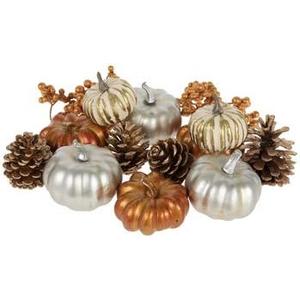 onlinepartycenter Copper Gold and Silver Pumpkins and Pinecones Fall Autumn Home