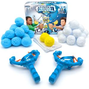 ArtSkills Snowball Battle, Indoor Snowball Fight Set with 36 Fake Snowballs & 2 Snowball Slingshots