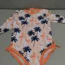 UMELOK Baby Girl Swimsuit Infant Rashguard Swimwear One Piece UPF 50+ Sun Protection Rash Guard Bathing Suit (6 Years, Ruffle Orange, Coconut Trees)