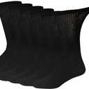 Big and Tall Diabetic Cotton Neuropathy Crew Socks, King Size Mens Athletic Crew Socks (13-16, Black) - 6 pairs