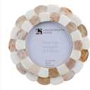 Handicrafts Home Photo Picture Frame - 4" x 4", Round Handmade Gift Photo Frames - Brown & White