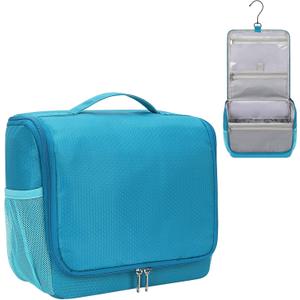 Relavel Toiletry Bag for Men, Hanging Travel Makeup Bag for Women, Waterproof Large Cosmetic Organizer Multiple Compartments for Accessories, Full Sized Toiletries, Dopp Kit Shaving Bag (Blue, Medium)