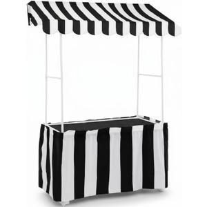 Colingmill Carnival Tablet Tent Kit Circus Party Decoration Include Tabletop Hut, Tent Canopy, Stripe Table Skirts, Tablecloth for Carnival Party Supplies Decorations(Black and White)
