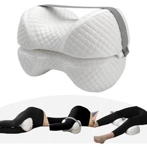 Knee Pillow for Side Sleepers Hip-Pain - Muti Memory Foam Leg Pillow for Side Sleeping, Support Between Legs, Soothing and Relief for Sciatica, Back, Knees & Joints Pain (White)