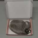 Flufymooz 100% Real Human Hair Toppers for Women, 10 Inch Clip in Human Hair Topper for Thinning Hair, 3603D Cover Clip in Bangs Natural Hairpiece With 4.5'' x 3'' Silk Base-Light Grey