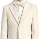 Boys Linen Suit for Kids Formal Tuxedo Suits 3 Piece Wedding Birthday Dress Clothes Slim Jacket Vest Pants Set, 10Y