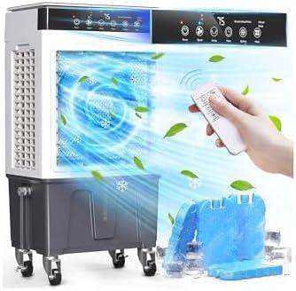 Swamp Cooler, 3500CFM 3-in-1 Evaporative Air Cooler with 6.5Gal Water Tank, Dry-Run Protection, 120 Oscillation, 12H Timer, Remote, 4 Ice Packs, Portable Air Conditioner for Bedroom Home Office