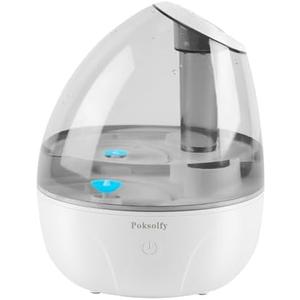 Poksolfy Cool Mist Humidifier for Bedroom,2L Small Humidifiers for Bedroom and Office,25dB Humidifier for Toy room and Plant,Last Up to 13H on Max Mist Setting (Light Gray)