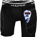 Youper Boys Youth Padded Sliding Shorts with Soft Protective Athletic Cup for Baseball, Football, Lacrosse, Size XS