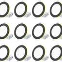 12 Pack, Black Recessed Lighting with 4 Inch Night Light Canless Ultra Thin Wafer Downlight Pot Indoor Exterior Soffit2700K-5000K Selectable, 9W, 120V, 750LM, Dimmable, ETL FCC