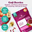 Navitas Organics Goji Berries For Smoothies, Trail Mix, Baked Goods, Oatmeal & More Vitamin A, Antioxidants, Fiber Wolfberry - USDA Organic, Non GMO, Gluten Free, Vegan (8oz. Bag, 8 Servings) (EXP 01/02/28)