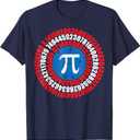 Captain Pi Superhero Shield Funny Math Pi Day T-Shirt (Small, Navy Blue)