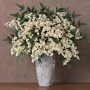 Juxdp 4 Pcs 36" Artificial Nandina Berry Stem, Fake Plant Branches(Beige) | Extra-Long Size, Realistic Faux Berry Spray, Lifelike Floral Picks, for Vase/DIY Bouquet/Shower/Mantel/Farmhouse/Home Decor