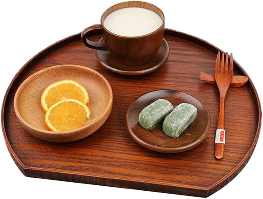 Wooden Serving Tray Half Moon Shaped Food Bread Platter Decorative Counter Tray for Serving Coffee Tea Cheese Dessert Vegetable Fruit (Medium)